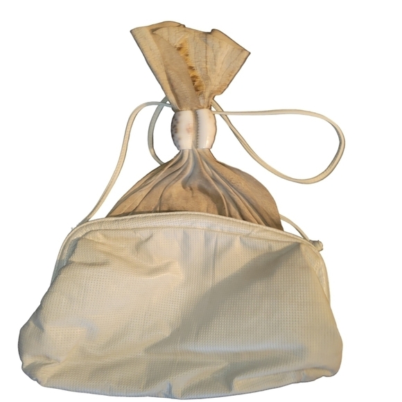 Vintage Clam Shell Design Purse with Leather Snake Skin Shell Cream Tan - Picture 2 of 3